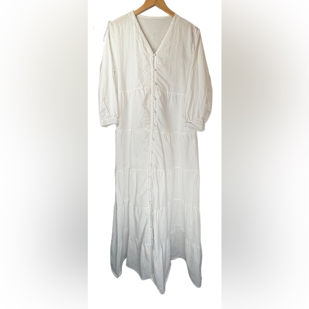 White Button-Down Maxi Dress
